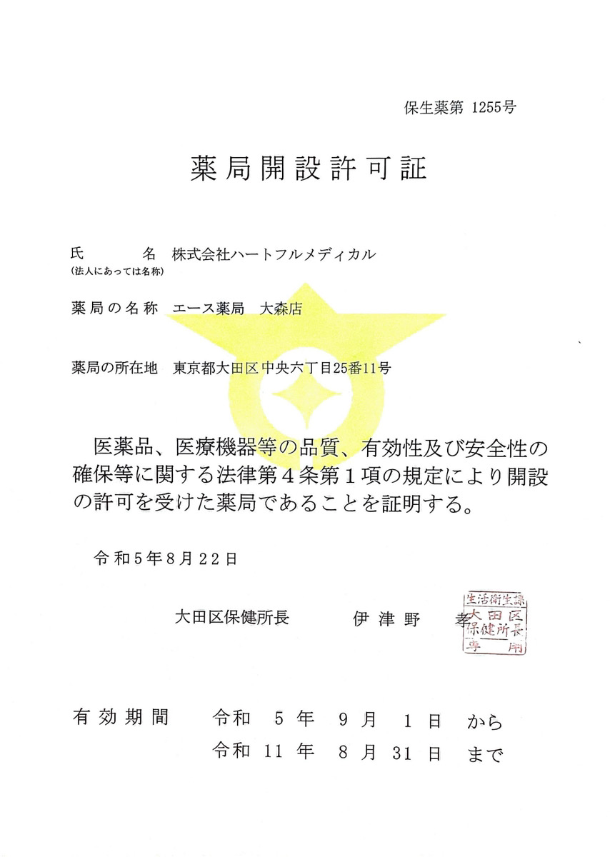 薬局開設許可証
